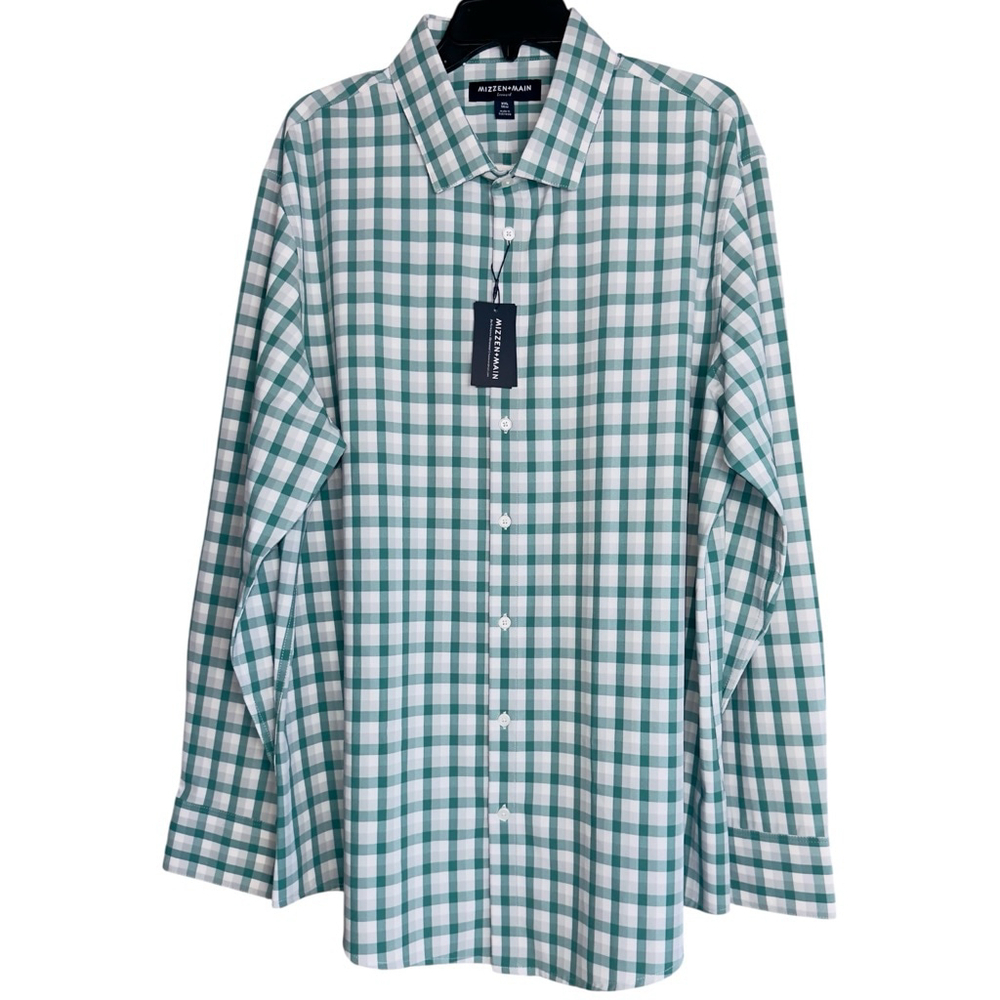 Mizzen+Main Leeward Long Sleeve Performance Shirt 2XL Trim Green Check